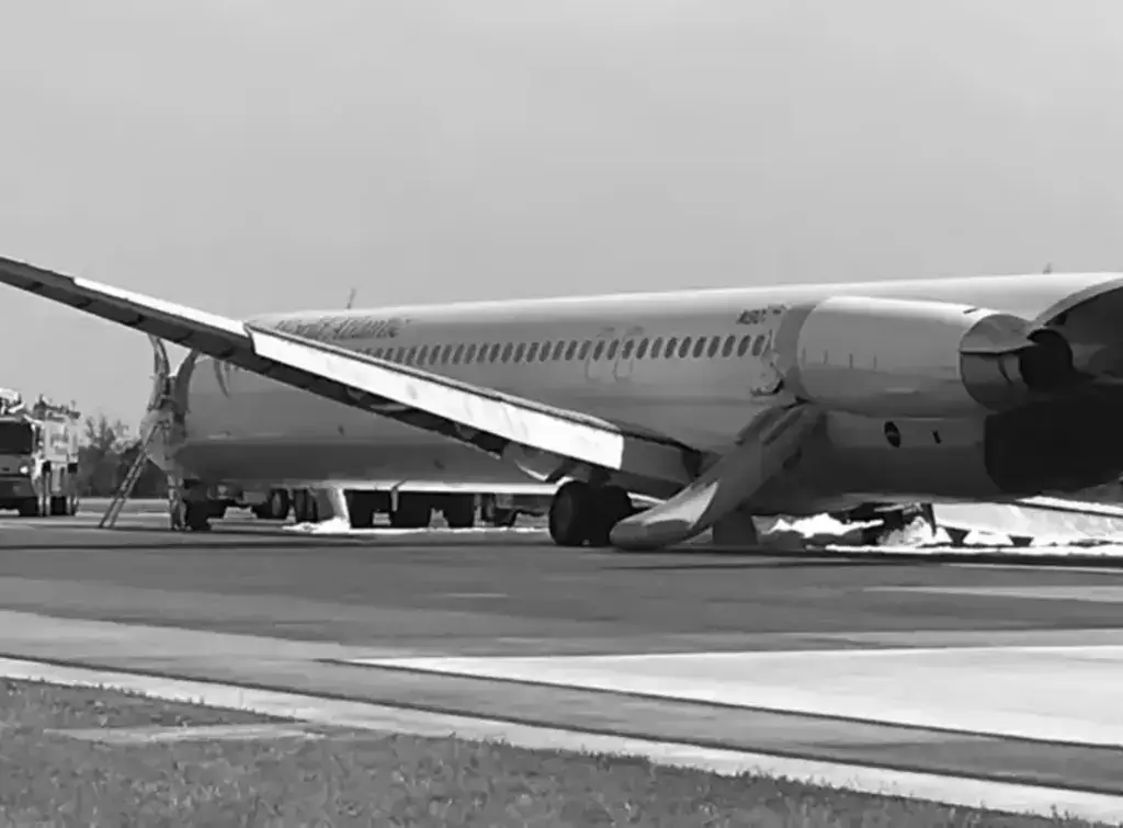 Black and white photo of an ice air plane