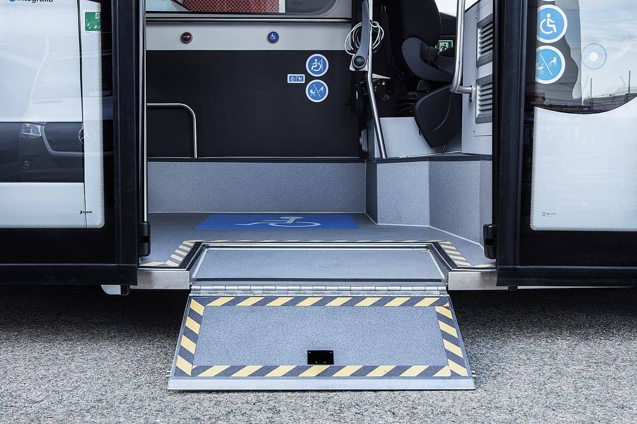 Wheelchair ramp on a public bus
