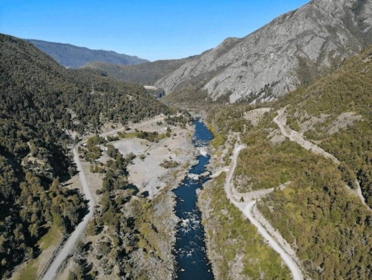 aerial view river Aerial view of a river in nature.