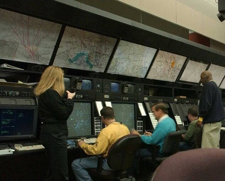 Air traffic controllers working
