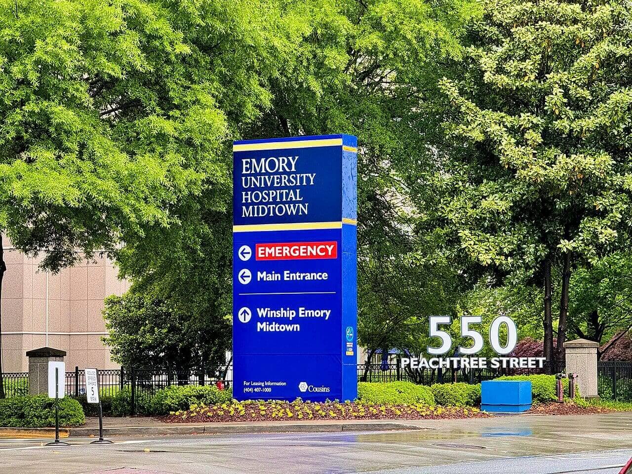 Emory university hospital sign
