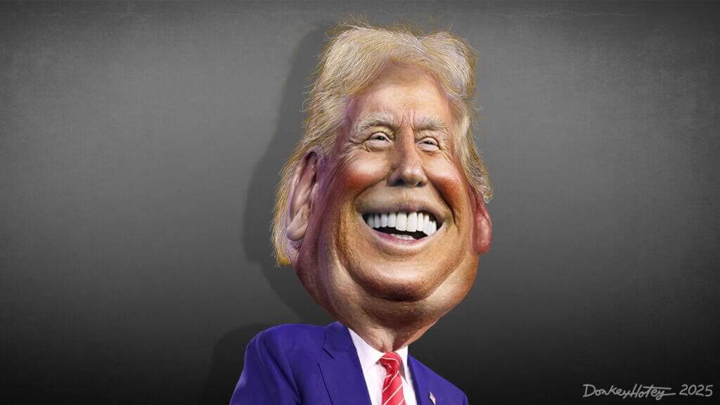 Caricature of Donald Trump smiling