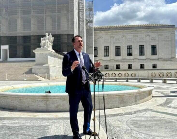 Governor kevin stitt speaks after oral arguments on catholic charter school case.