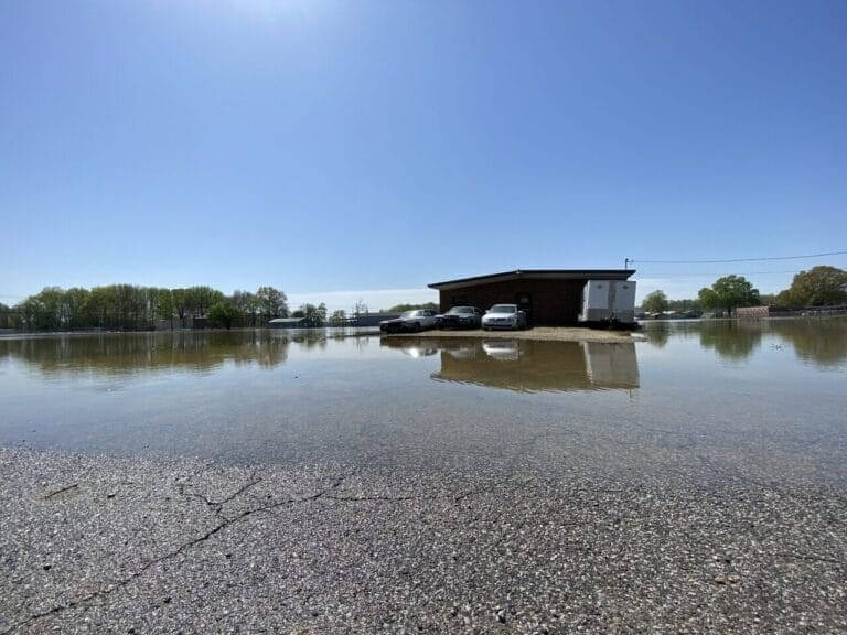 Flooding at a business in Tennessee after severe storms