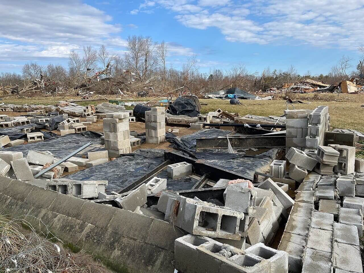 House in tennessee destroyed by a tornado in april 2025.