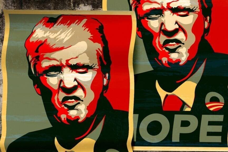 Donald Trump posters. Showdown with the courts