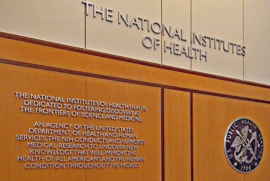 NIH research cuts. Wall in the NIH building