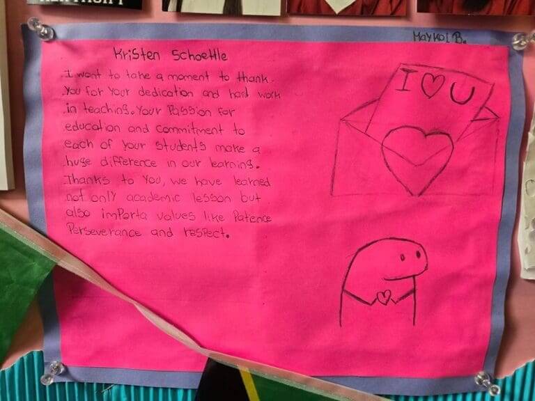 Note written to teacher