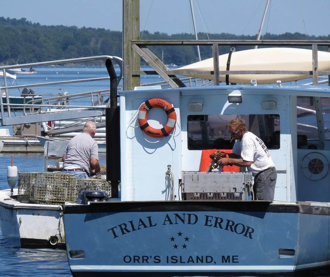 Fishermen on their boat