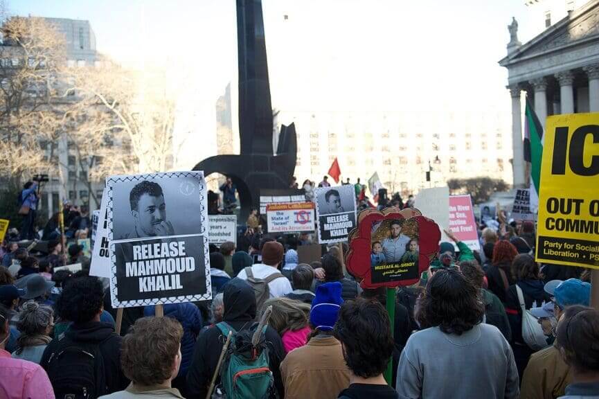 Free Mahmoud Khalil protest racist immigration policies