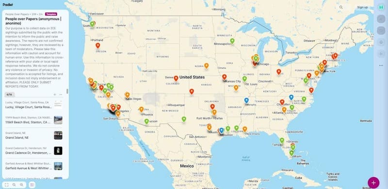 Smartphones interactive protest map screenshot