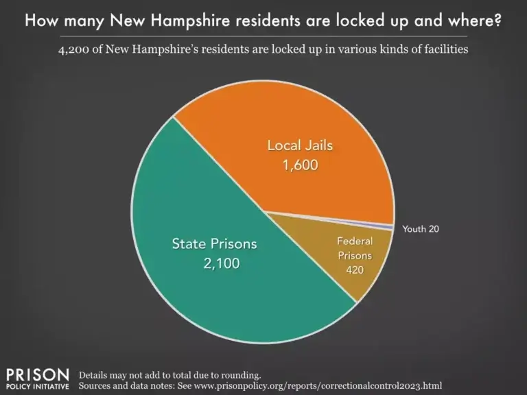 Pie graph showing the number of new hampsire residents behind bars