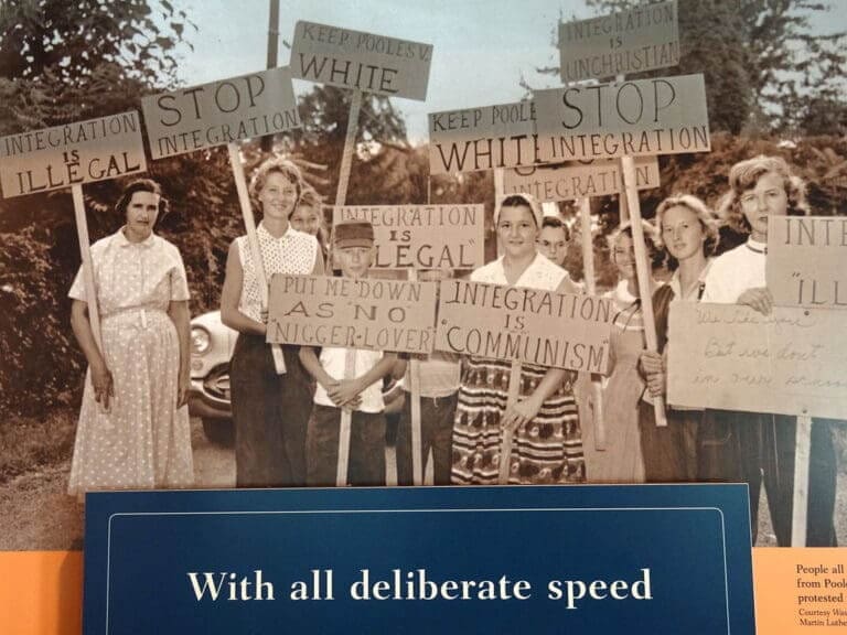 Pro-segregationists outside high school in little rock, arkansas