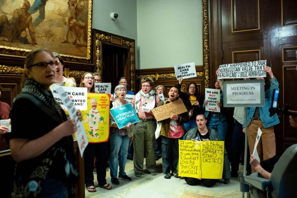 Protest against republicans going after immigrants here legally