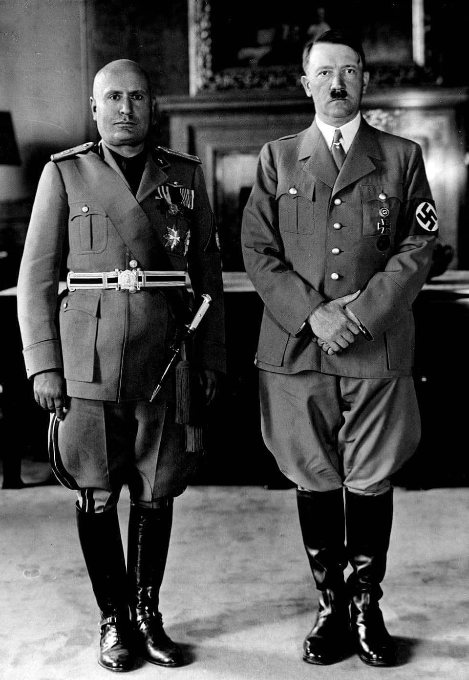 Fascists benito mussolini and adolf hitler during mussolini's visit in munich.