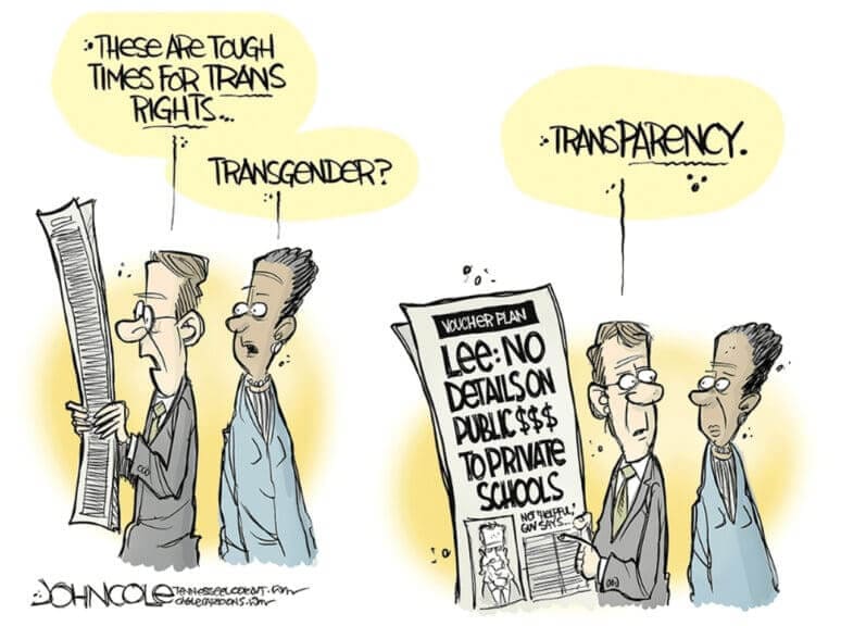Political cartoon about transparency in tennessee