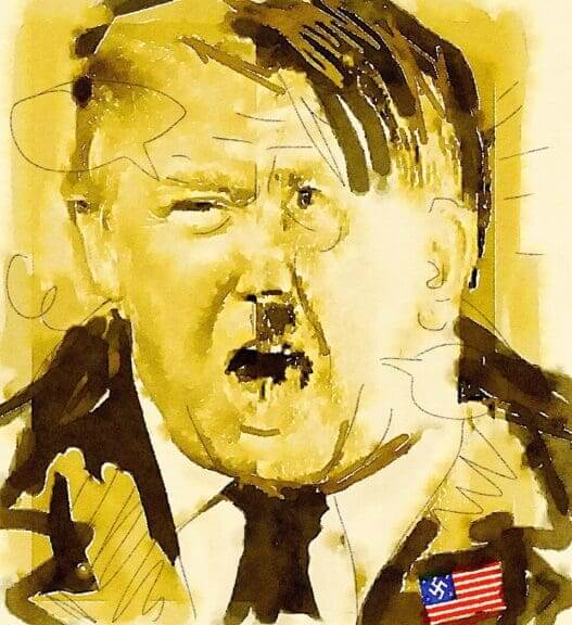 Faces of trump and hitler blended together