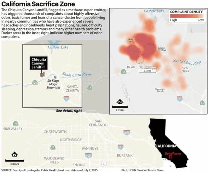 Map showing the california sacrifice zone.