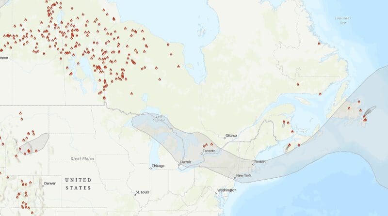 Map of wildfire locations