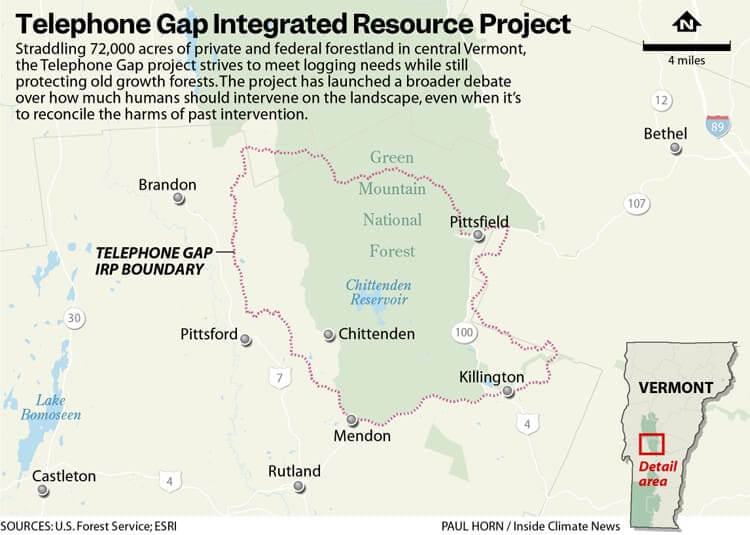 Map of green mountain national forest