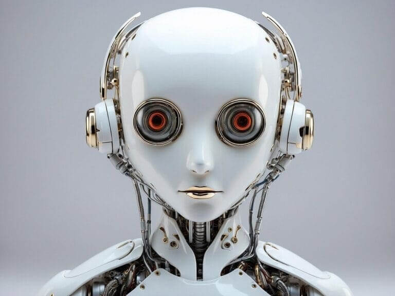 AI robot with very big eyes.