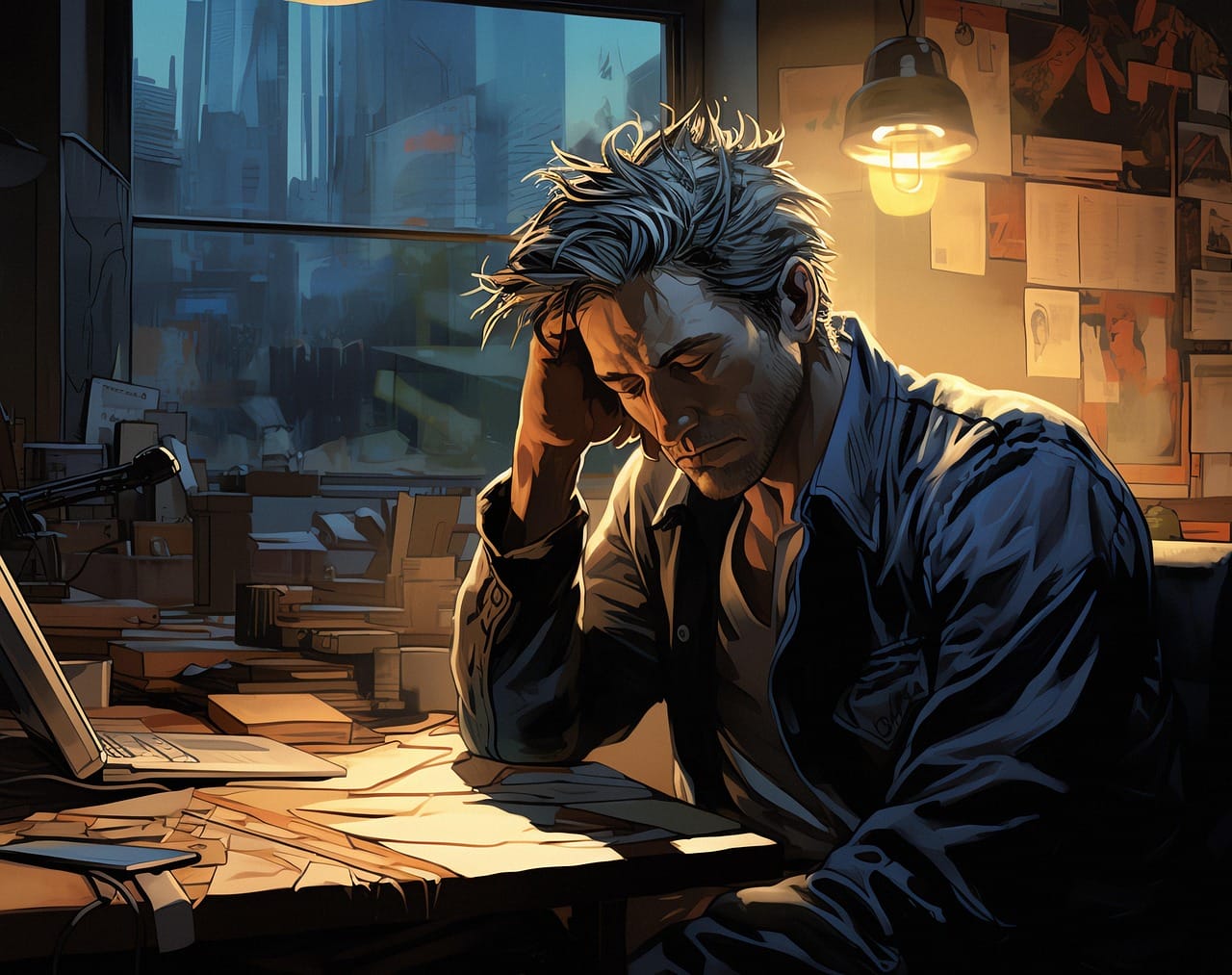 Ai-generated image of a man stressing out about bills