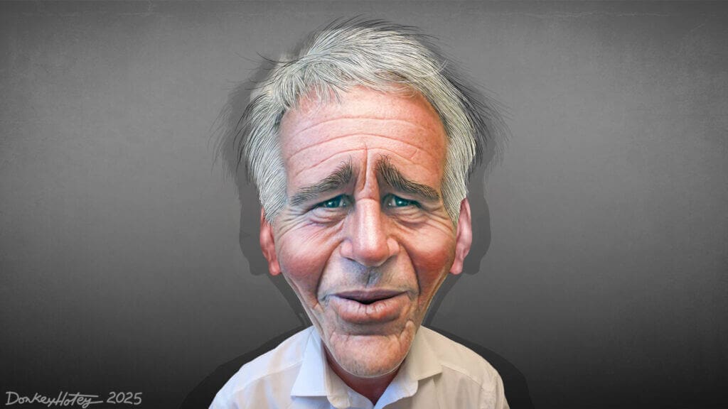 Caricature of jeffrey epstein. Death called murder