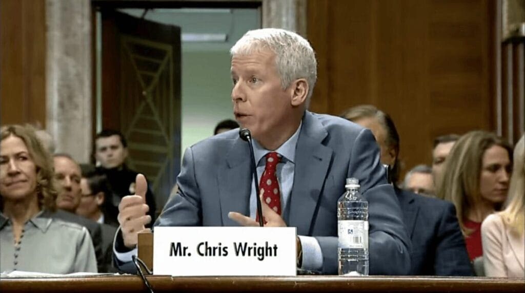 chris wright Chris wright at his hearing to be united states secretary of energy
