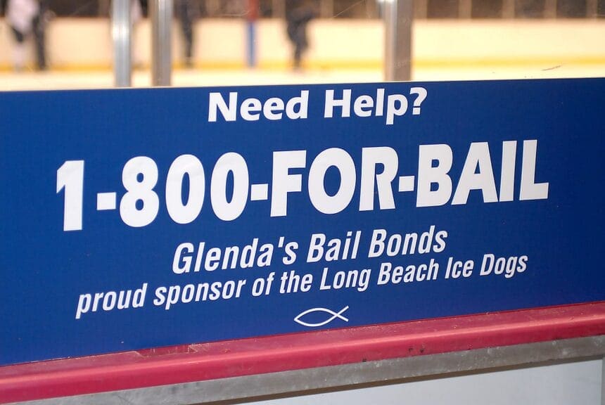 Bench advertisement for glenda’s bail bonds