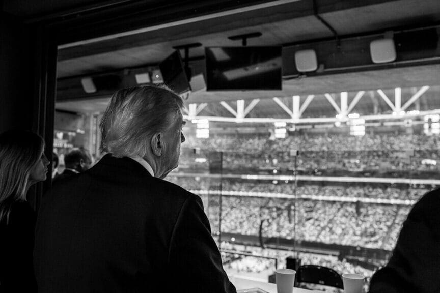 President trump backstage at the memorial service for charlie kirk