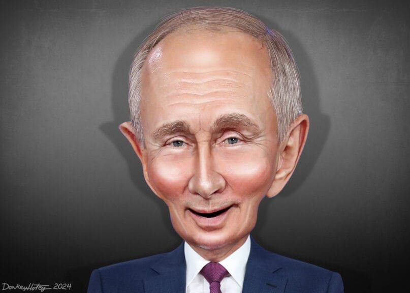 Zelenskyy meeting with trump was missing putin. Caricature of putin