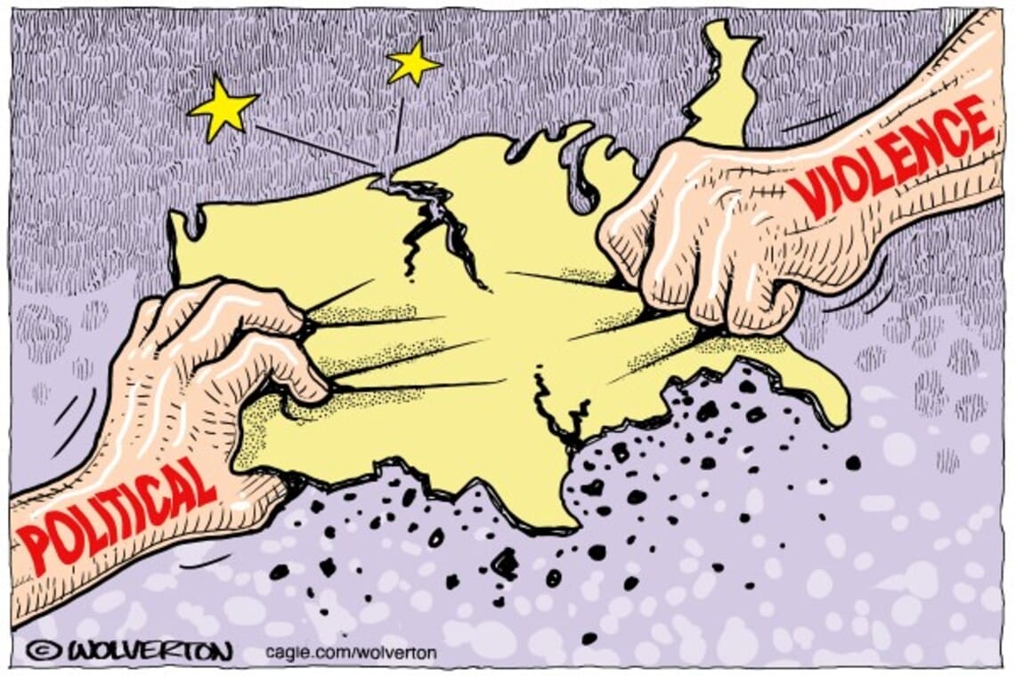 Political violence cartoon
