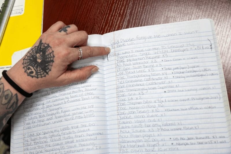 idaho women2 Woman abused in idaho prison writes in a notebook.