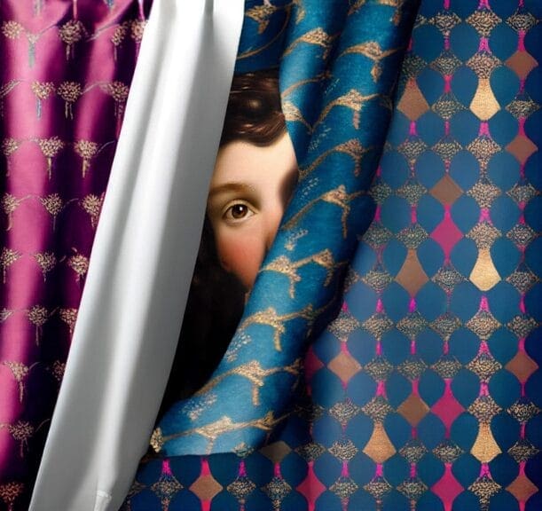 kid hiding behind curtains How to survive a mass shooting ai-generated image of a boy hiding behind curtains