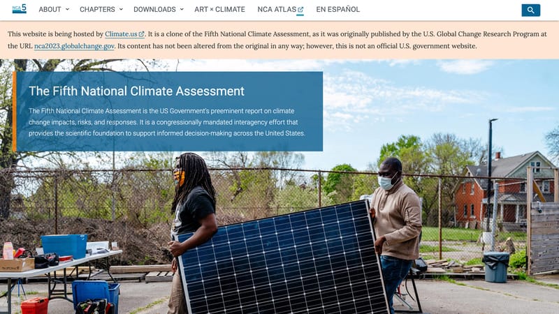 new website screenshot Screenshot if climate website