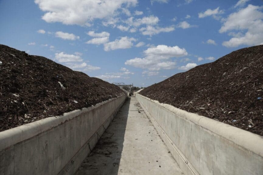 rows of food compost Food waste rows of food compost