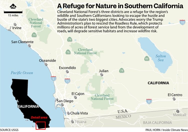 Map of forests in california