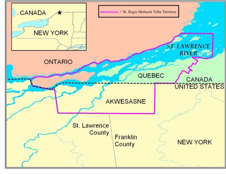 tariff free trade post Map of st regis mohawk tribe (akwesasne) territory