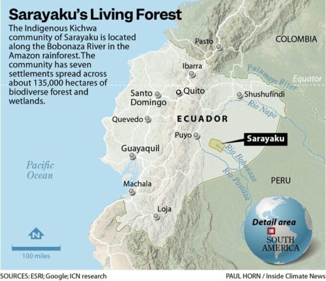Living forest declaration of kichwa people map