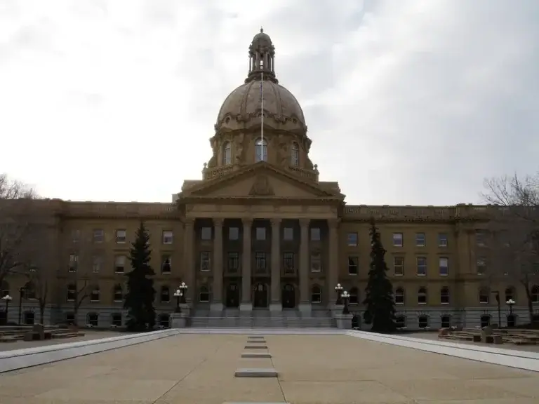 Alberta legislature, facing the front entrance.