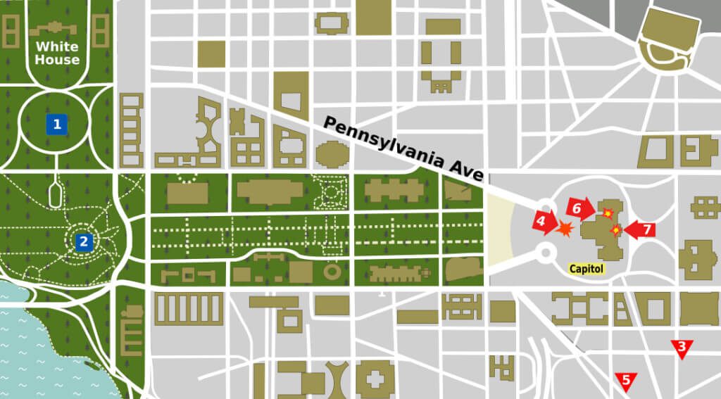 Map of jan 6 attack on the us capitol