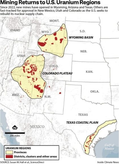 Map of uranium locations