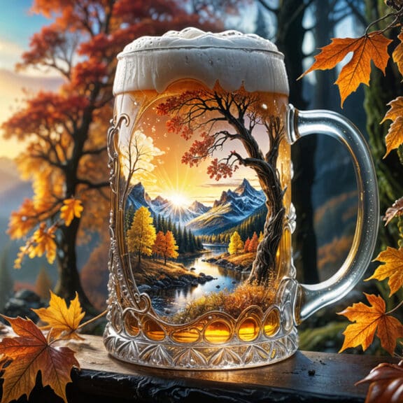 Ai generated mug of beer with nature background