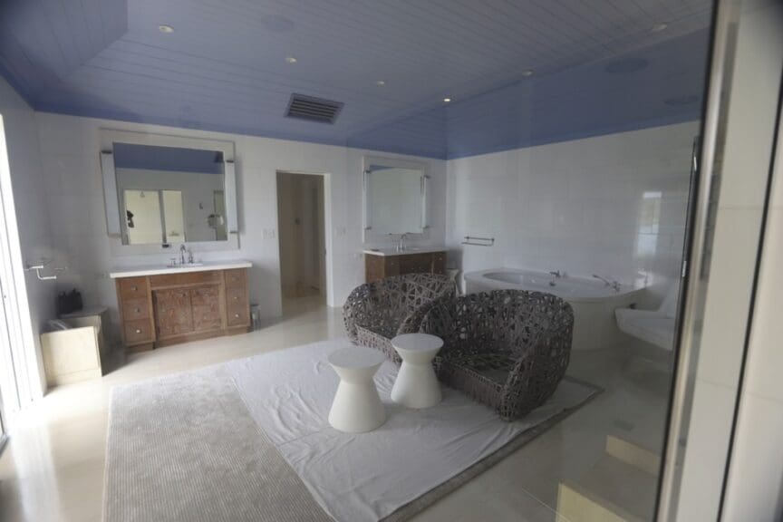 Bathroom inside the residence on epstein island.