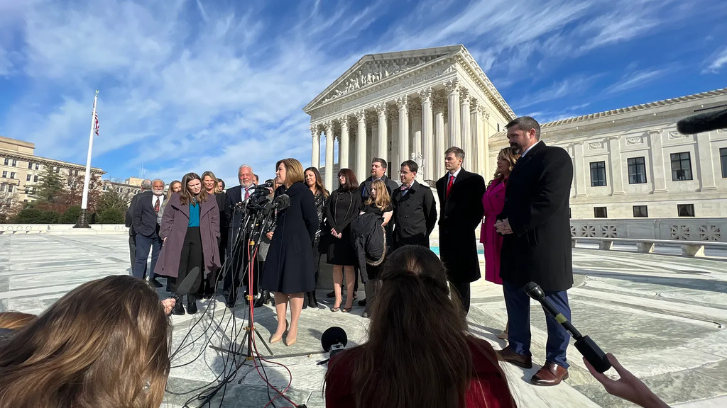 conversion therapy presser Kristen waggoner speaking at a press conference in 2018