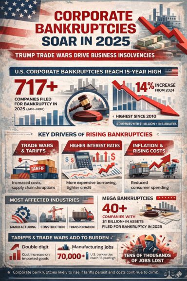 Corporate bankruptcies 2025 infographic