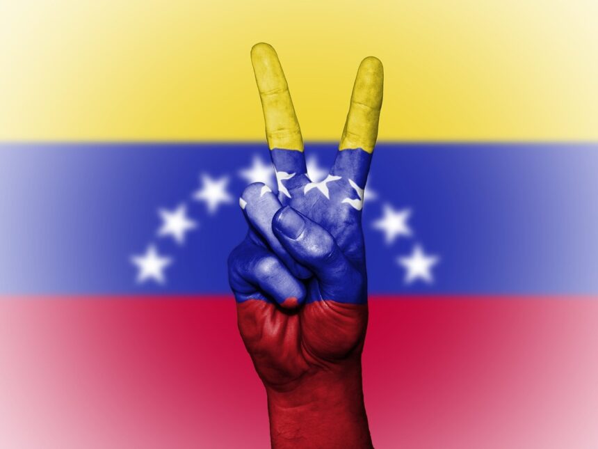 Venezuela history lesson. Venezuelan flag and peace sign