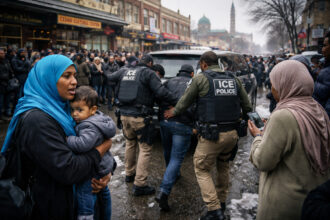 Ai-generated image of immigration enforcement operations in minnesota