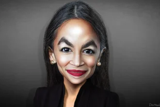 Aoc speaking caricature