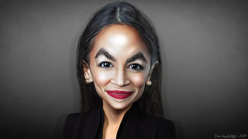 Aoc speaking caricature